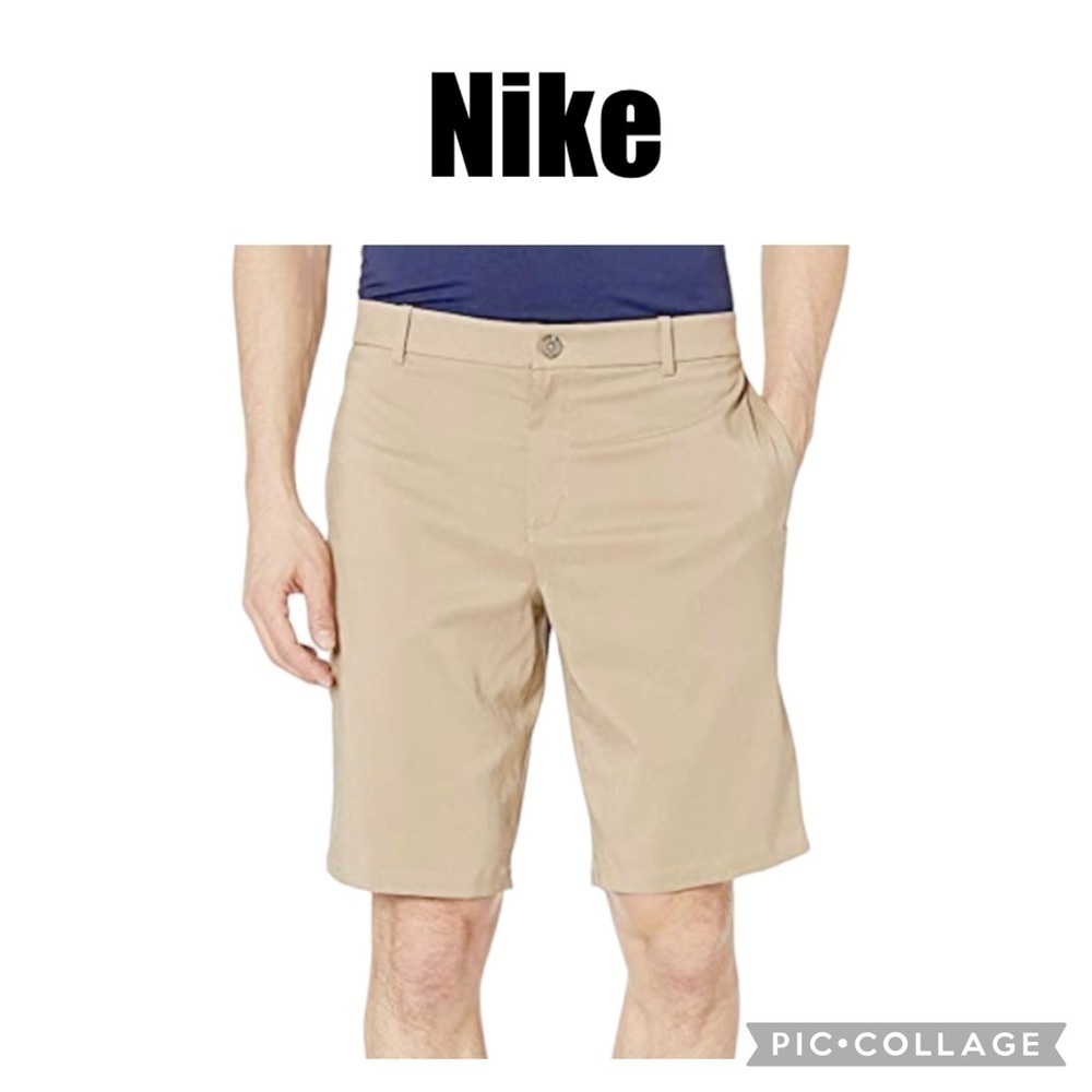 Nike Dri Fit standard fit flat front khaki golf chino shorts size 32